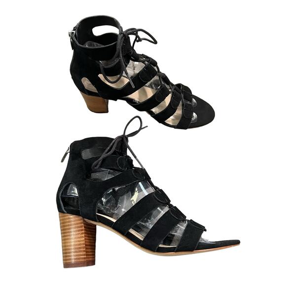 Marc Fisher Paradox Suede Block Heel Lace Up Sandals in Black Women's Size 7.50 - Picture 11 of 11